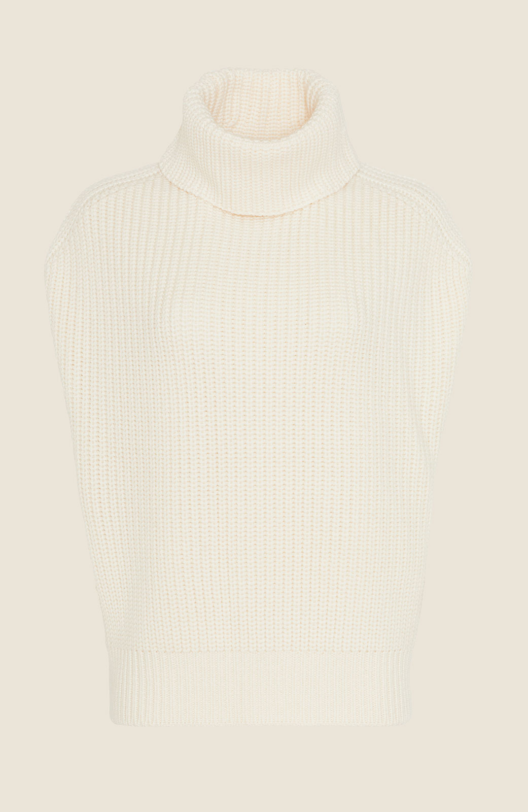 sleeveless turtleneck sweater white