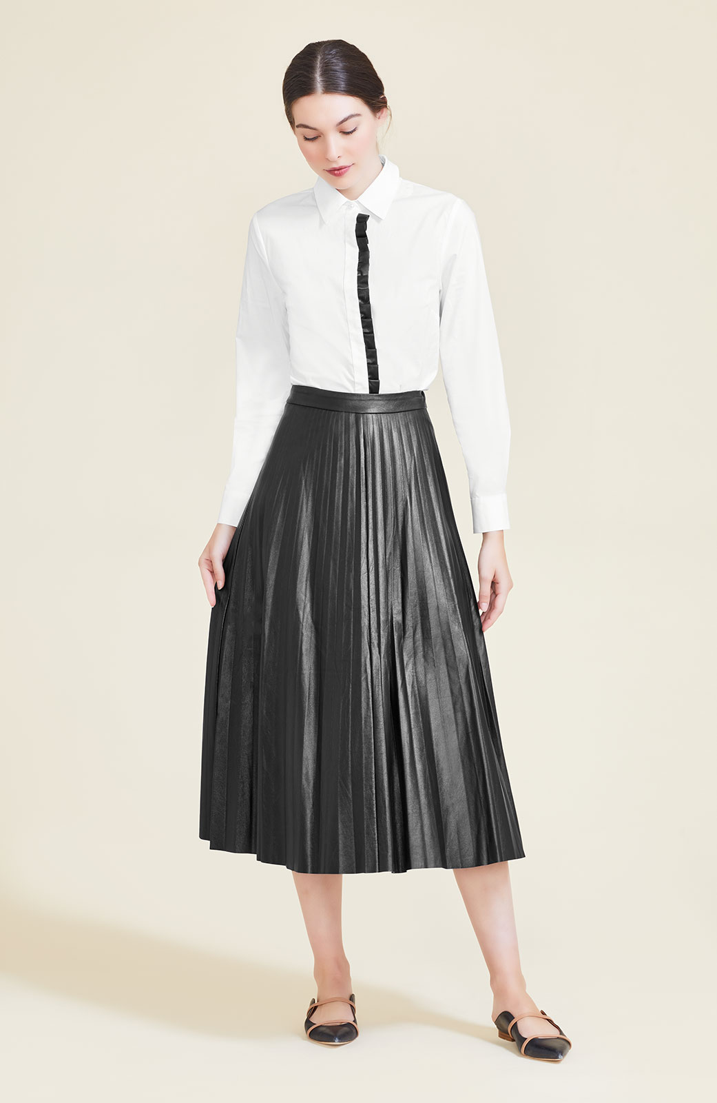 leather pleated skirt 60